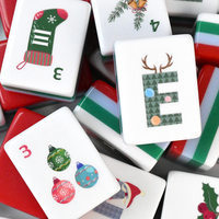 Mahjong de Noël en acrylique à 4 couches, jeu de table de luxe, tuiles de Mahjong américain pour les fêtes de fin d'année, cadeau festif, vente en gros