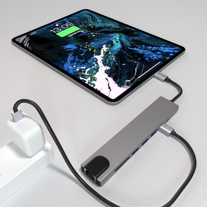 8 trong <span class=keywords><strong>1</strong></span> Nhôm USB HUB 3.0 đa chức năng ADAPTER cho MacBook <span class=keywords><strong>Pro</strong></span> iPad cho Dell XPS USB C HUB-Loại C Cổ Phiếu có sẵn - Product Image 3