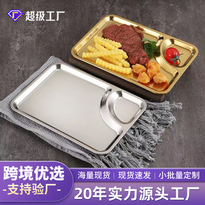 Stainless Steel Snack Plate 24x17 Cm With Sauce Compartment For Hotel Food And Coffee Durable Serving <b>Tray</b> - Product Image 3