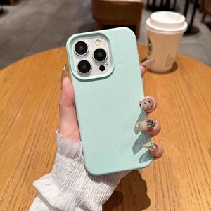 Coque de téléphone de protection à bord enveloppé effet galet litchi couleur bonbon pour iPhone 17 16 15 14 13 12 11 Pro Max Plus – Vente Flash - Product Image 1