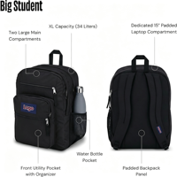 Sac à dos pour ordinateur portable avec 2 compartiments, bretelles ergonomiques, pochette pour ordinateur portable 15 pouces, noir, logo personnalisé, couleur au choix