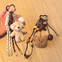 Porte-clés et breloque de sac polyvalente en peluche petit ours, style Miu rétro vintage transfrontalier, pour femme, mariage
