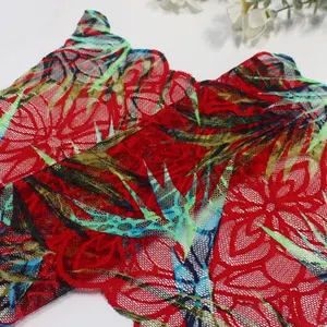 Red flower 22cm Width lace trimming Ribbon Cloth Applique Floral Lace Trimming