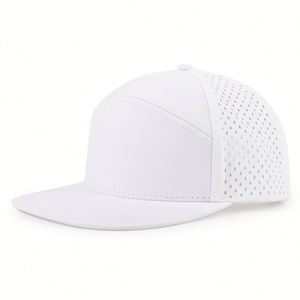High Quality Custom Logo Sporty Unisex Snapback Trucker <b>Cap</b> Water Protect Laser Perforated 7 Panel <b>Flat</b> Bill Waterproof Baseball - Product Image 5