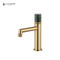 Robinet de lavabo haut de gamme en acier inoxydable 304, finition canon de fusil avec poignée moletée et marbrée pour projets commerciaux