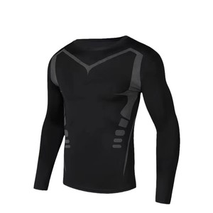 Người Đàn Ông Của Nhanh Chóng Khô Mùa Hè Thể Thao Nén Ngắn Tay Áo Sơ Mi Đàn Hồi Thoáng Khí Tập Thể Dục Trang Phục In Vải Rắn Thiết Lập - Product Image 6