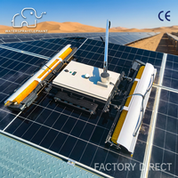 Robot de nettoyage de panneaux solaires électrique filaire avec télécommande sans fil 150M, machine de nettoyage PV anti-chute sur rail