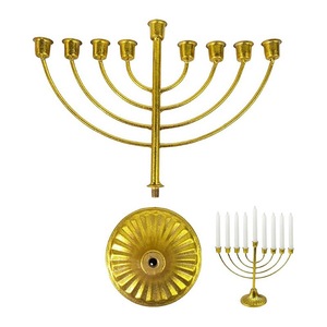 Hanukkah Gold <b>Iron</b> Candlestick Nine Branch Menorah For Religious Activities Durable Vintage Style - Product Image 5