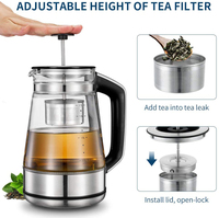 Appareils de cuisine intelligents maison verre lumineux Led hervidr eau 1,7 l verre à thé bouilloire électrique en verre