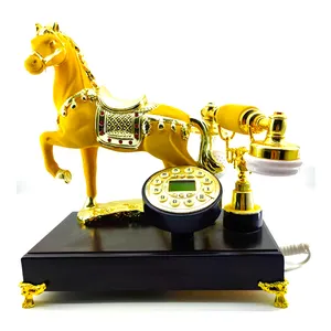 Ancient Chinese style Antique Golden Phone Home Office Decoration Corded Telephone Retro Vintage Desktop Wired Phone