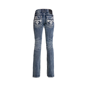 Rock <span class=keywords><strong>Revival</strong></span> Ladies 'Boot Cắt Jeans Thoáng Khí Stretch Denim Với Mùa Đông In Giữa Logo Bút Chì Quần Phong Cách Với Slit Thiết Kế - Product Image 4
