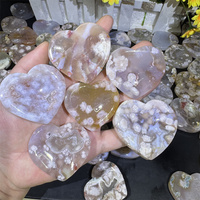 หินธรรมชาติรูปหัวใจ คริสตัลประดับตกแต่ง หินอาเกตสีชมพูอมเทา รูปดอกไม้ ขนาด 5 ซม. ขัดเงา รูปหัวใจเล็กๆ สีชมพูเทา สำหรับขายส่ง