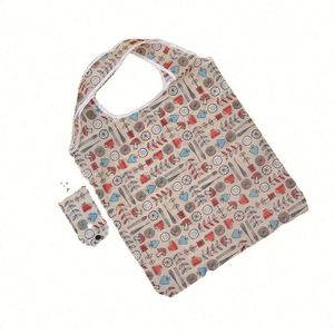 Sac de courses pliable en polyester RPET 190T avec logo personnalisé, sac d'épicerie réutilisable écologique pour supermarché - Product Image 4