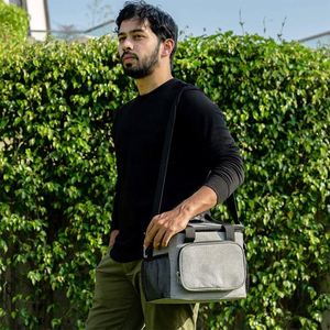 Bolso de mano aislado grande portátil plegable de poliéster con estampado personalizado bolso térmico para el almuerzo - Product Image 6
