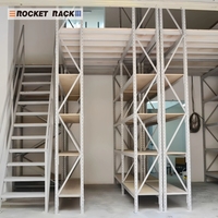 Sistema de Entrepiso de Acero Resistente ROCKET RACK RR-M01, Piso de Placas de Acero Sólido, Capacidad de Carga de 500 Kg/m², Electrostático