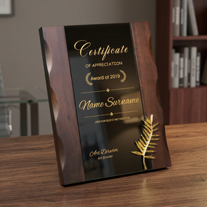 Trophée de récompense en bois avec lettres gravées au laser 210x270mm pour cadeaux de remerciement - Product Image 3