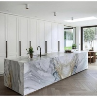 Cuisine sur mesure Distinguished Marble Island Extra Modern avec finition laquée en contreplaqué créatif pour les maisons