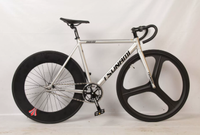 Vélo de route à pignon fixe avec cadre en alliage d'aluminium SNM100, roues à trois rayons en alliage de magnésium, freins à double disque à vitesse unique