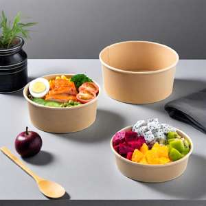 Bol à soupe en papier kraft compostable jetable personnalisé, conteneur alimentaire en papier de 500 ml avec couvercle, emballage en forme de bol - Product Image 6