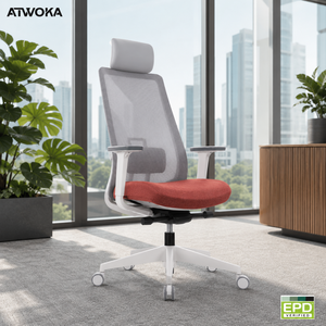 <span class=keywords><strong>Chaise</strong></span> <span class=keywords><strong>ergonomique</strong></span> en maille certifiée EPD ATWOKA - Siège <span class=keywords><strong>de</strong></span> travail écologique et durable pour les projets <span class=keywords><strong>de</strong></span> construction verte - Product Image 1