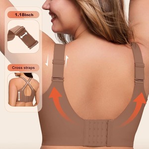 Reggiseno sportivo da donna <span class=keywords><strong>taglie</strong></span> forti, sottile, traspirante, push-up, in maglia, senza ferretto, con coppe a 3/4 e design senza cuciture - Product Image 4