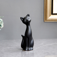 Statues de chats en céramique noire mate, animaux mignons nordiques, décoration d'intérieur, objets décoratifs pour la maison, décoration moderne de la maison