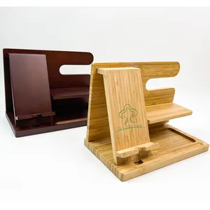Nuovo stile in legno Docking Station Bamboo Key Holder comodino Organizer per camera da letto