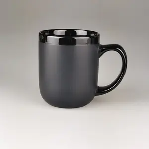 Wholesale Matte Black Surface Personalized Ceramic Mug Custom Logo Stay Mouth Coffee Mug Drum Shaped Round Ceramic Mug