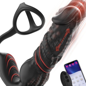 Thrusting Prostate Massager Anal Vibrator for Men Double <b>Ring</b> Masturbation Tools 6 1 Vibrating Toys Silicone Cock <b>Ring</b> - Product Image 1
