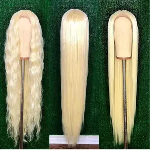8-40 Inches 613 Blonde Color Straight Virgin Brazilian Human Hair Lace Front Wigs