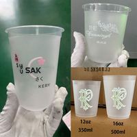 Gobelets à jus réutilisables personnalisés bleus givrés à paroi simple en PET/PE de 9oz, 10oz, 12oz, 14oz pour événements, mariages, traiteurs et stades