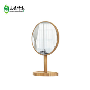 Manufacturer supplies creative desktop bamboo high-definition single-sided makeup <b>mirrors</b> and round <b>dressing</b> <b>mirrors</b>. - Product Image 2