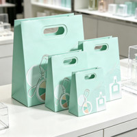 Sacs en papier personnalisés avec poignée creuse, emballage de vente au détail écologique, parfaits pour transporter le maquillage et les cosmétiques