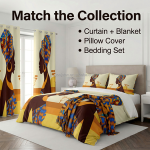 <span class=keywords><strong>Tende</strong></span> Oscuranti Personalizzate Stampate in 3D 100% Poliestere con Arte Africana Femminile 2 Pannelli Drappeggi Termici su Misura OEM/ODM - Product Image 6