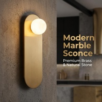Applique Murale LED de Luxe Nordique en Marbre Naturel, Plaque Arrière en Laiton Mat, G9 Dimmable 85V-265V, Design Moderne pour Chambre, Hôtel, Maison