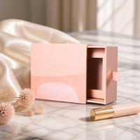 Boîte cadeau en carton rose aquarelle avec tiroir pour cosmétiques, parfums, bijoux, emballage avec ruban, fournisseur personnalisé