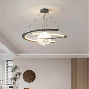 Aluminum LED <b>Chandelier</b> With Adjustable Brightness Modern Simple Elegant Luxury Circular <b>Lighting</b> - Product Image 4