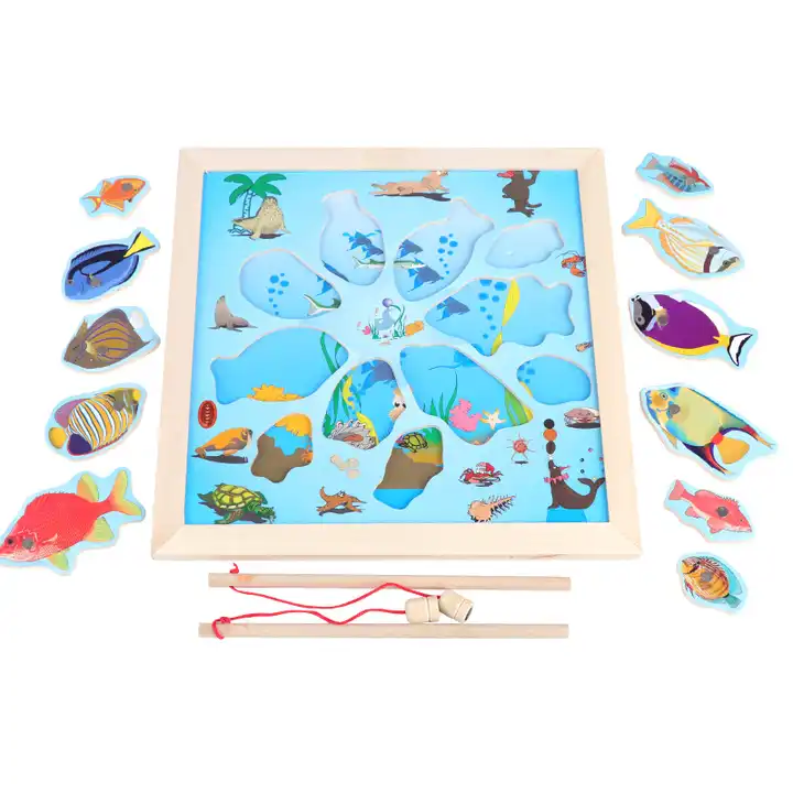 wooden fishing game toy for kids