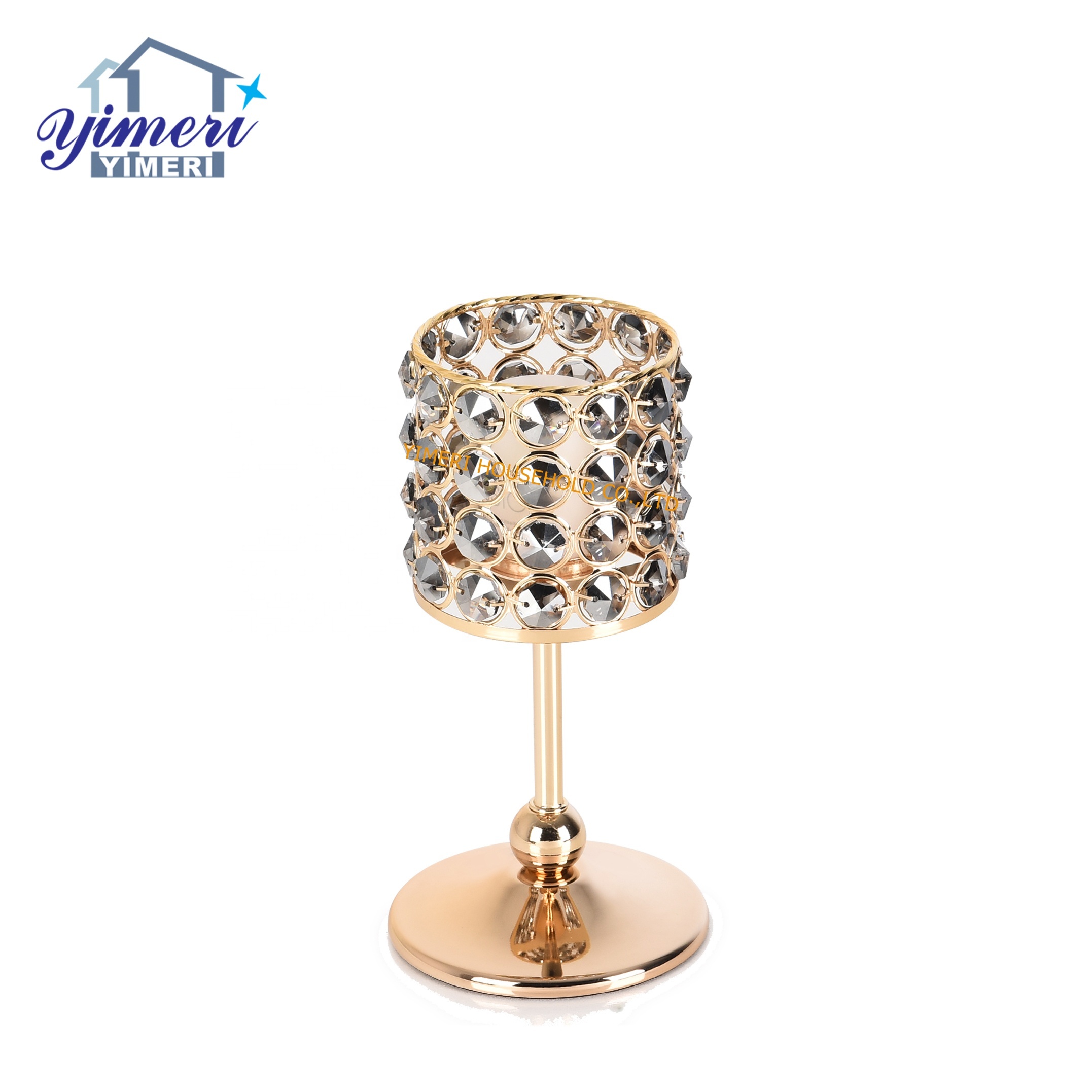custom creative unique home decoration black crystal candle holders for gifts craft
