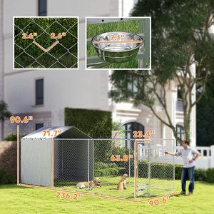 Caseta para Perros <span class=keywords><strong>Grande</strong></span> de Acero Galvanizado para Exteriores, Resistente a la Intemperie, con Techo de Tela Oxford Impermeable - Product Image 5