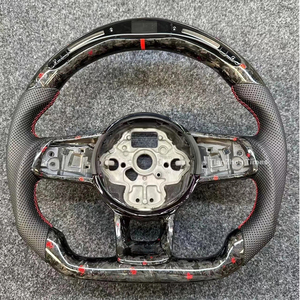 Volante Personalizado de Fibra de Carbono Forjado con Cuero, Luces LED y Calefacción, Compatible con Volkswagen VW <span class=keywords><strong>Golf7</strong></span> GTI Mk7 Golf4 Golf5 Golf6 - Product Image 6
