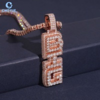 Pendentif de luxe unisexe CHOYUE Hip Hop avec lettre sertie de moissanite taille brillant, plaqué rhodium or 18 carats, argent 925, certifié GRA