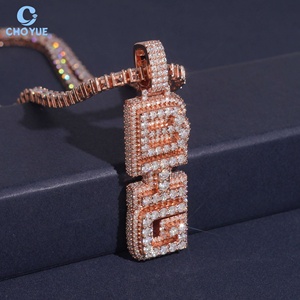 จี้ฮิปฮอปประดับเพชรแบบ Iced Out ตัวอักษรชุบทองคำสีกุหลาบ ประดับเพชร VVS มอยส์ซาไนต์ เงินแท้ 925 รับรองโดย GRA จี้หรูสำหรับผู้หญิง - Product Image 3