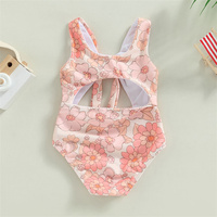 Maillot de bain d'été pour bébé fille, marque privée, maillot de bain sans manches imprimé creux, bikini, barboteuse pour bébé, 1 pièce