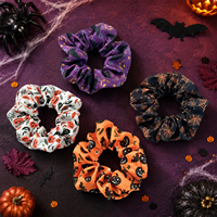 Coleteros Texturizados de Halloween para Mujer, con Estampado de Telaraña, Calabaza y Murciélago, Coleteros Elásticos Grandes, Accesorios para el Cabello para Fiestas y Festivales