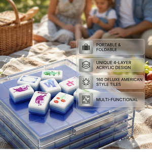 Jeu de <span class=keywords><strong>Mahjong</strong></span> en Gros Portable et Pliable, 4 Couches en Acrylique, 160 Tuiles de Style Américain de Luxe, Multifonctionnel pour Usage Familial en Extérieur - Product Image 1