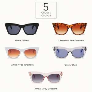 Lunettes de soleil œil de chat pour femme, dégradé rose-gris léopard, style rétro, protection UV400, avec logo personnalisé, nouvelle collection 2021 - Product Image 3