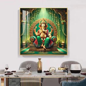 Decoración de Pared con Efecto 3D, Cuadro Abstracto de Elefante, Luz LED, Marco Metálico, Pintura de Porcelana de Cristal, Venta al Por Mayor de Fábrica - Product Image 1