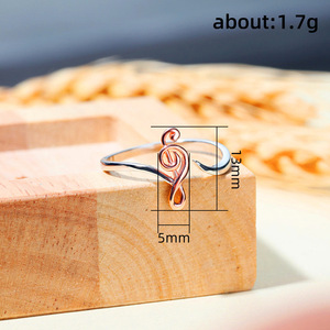 Bague tendance F1605 en acier inoxydable plaqué or rose, design note de musique, bijou unisexe, cadeau - Product Image 5