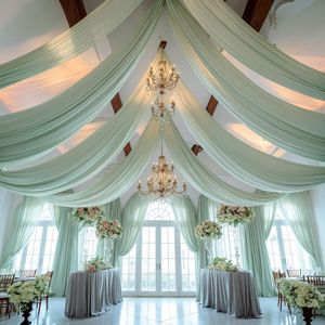 Voilages de plafond pour mariage, Tissu de drapage en mousseline pour arche, Rideaux transparents pour cérémonie, Décorations de mariage - Product Image 1